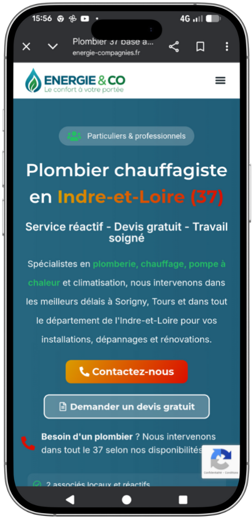 Mockup site internet plombier chauffagiste Sorigny